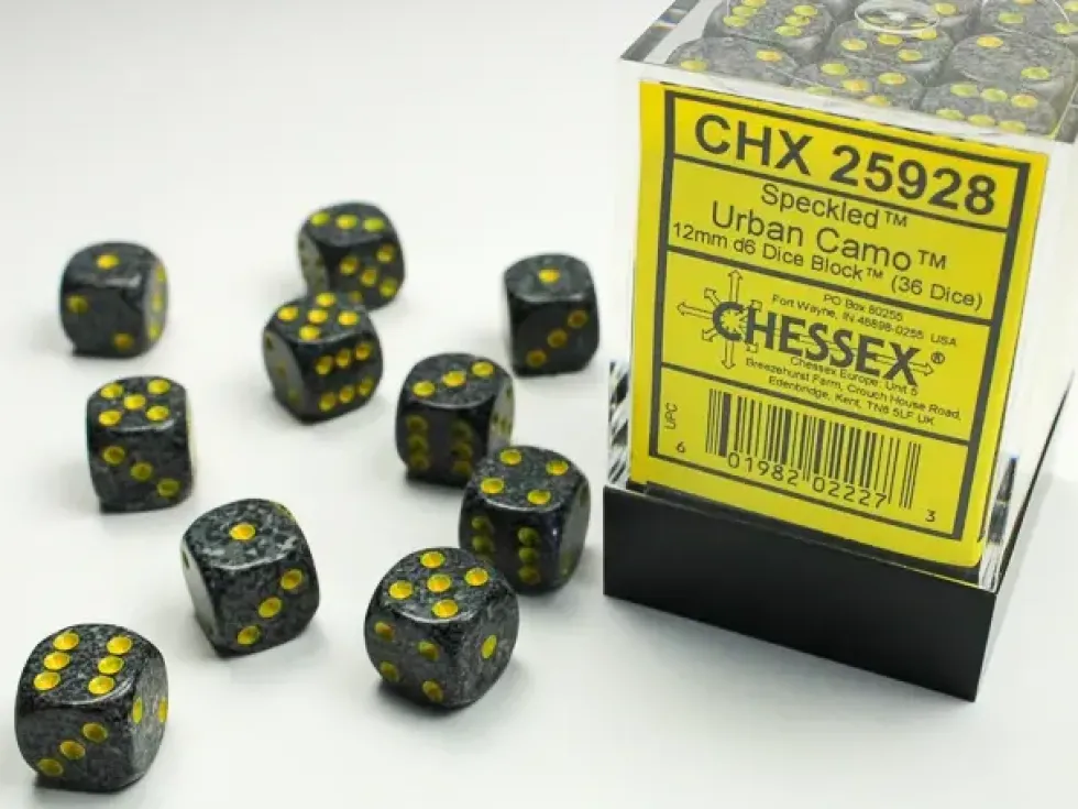 Speckled - Urban Camo - d6, 36 st (12 mm, prickar)