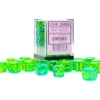 Translucent Gemini - Green-Teal/Yellow - d6, 36 st (12 mm, prickar)