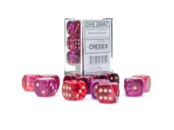 Translucent Gemini: Red-Violet/Gold - d6, 12st (16 mm, prickar)