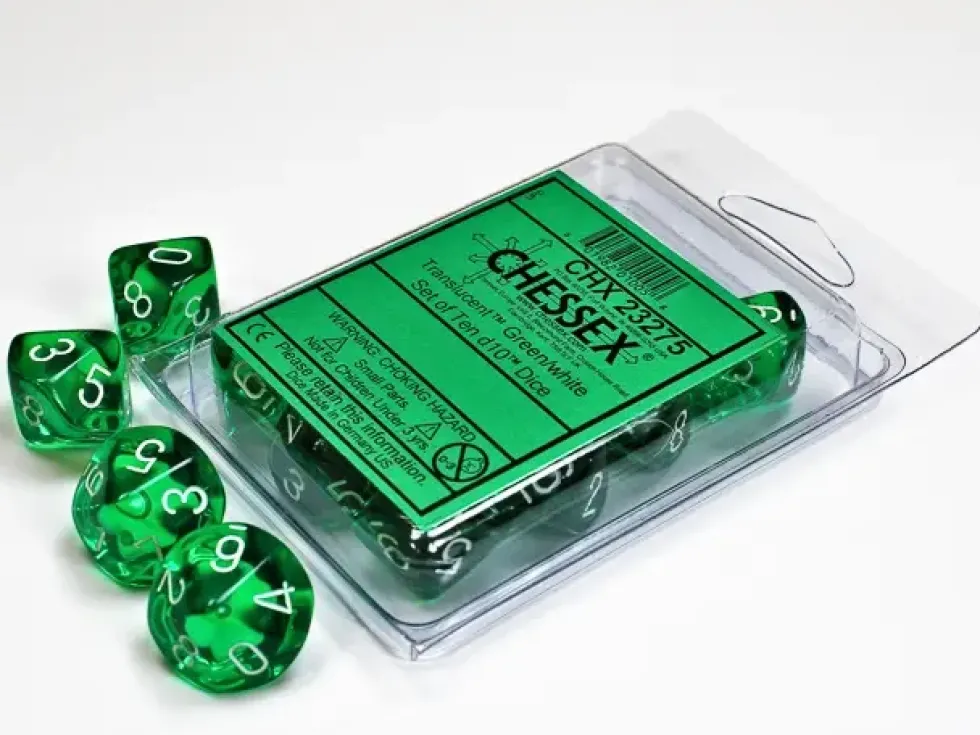 Translucent - Green - d10, 10 st
