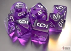 Translucent - Purple/White - Mini-Polyhedral Dice set