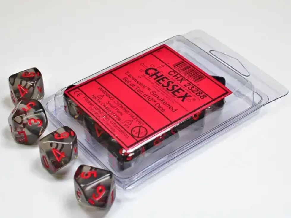 Translucent - Smoke/Red - d10, 10 st
