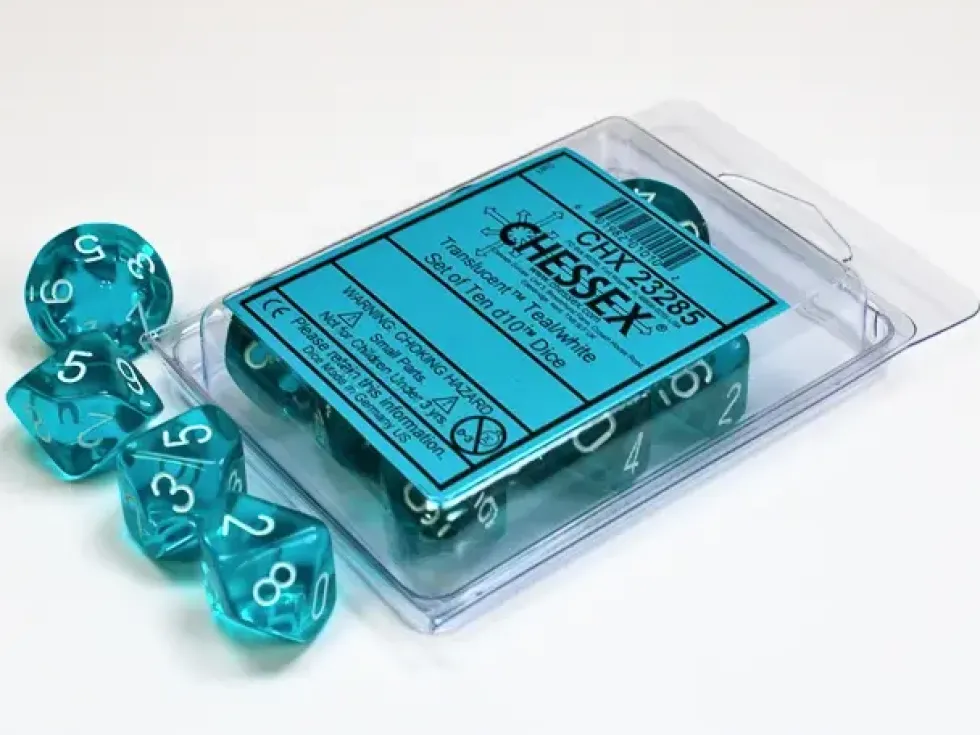 Translucent - Teal - d10, 10 st