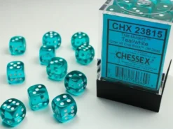 Translucent - Teal - d6, 36 st (12 mm, prickar)