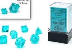 Translucent - Teal/White - Mini-Polyhedral Dice set