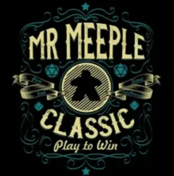 T-shirt: Mr. Meeple - Classic, Play to Win (Black) - Woman's Medium