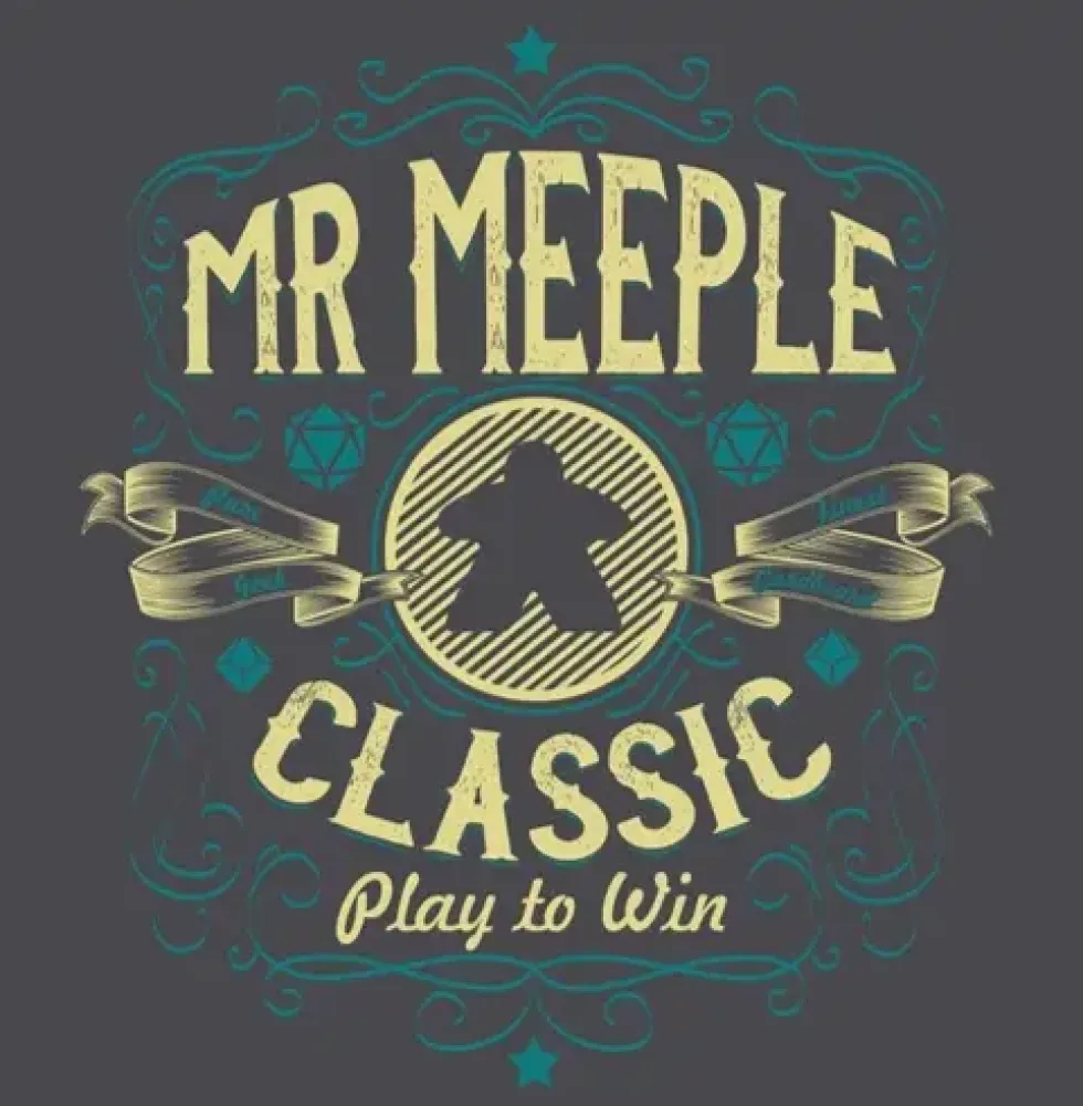 T-shirt: Mr. Meeple - Classic, Play to Win (Grey) - 5X-Large