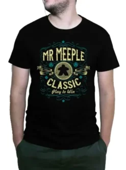 T-shirt: Mr. Meeple - Classic, Play to Win (Black) - Large