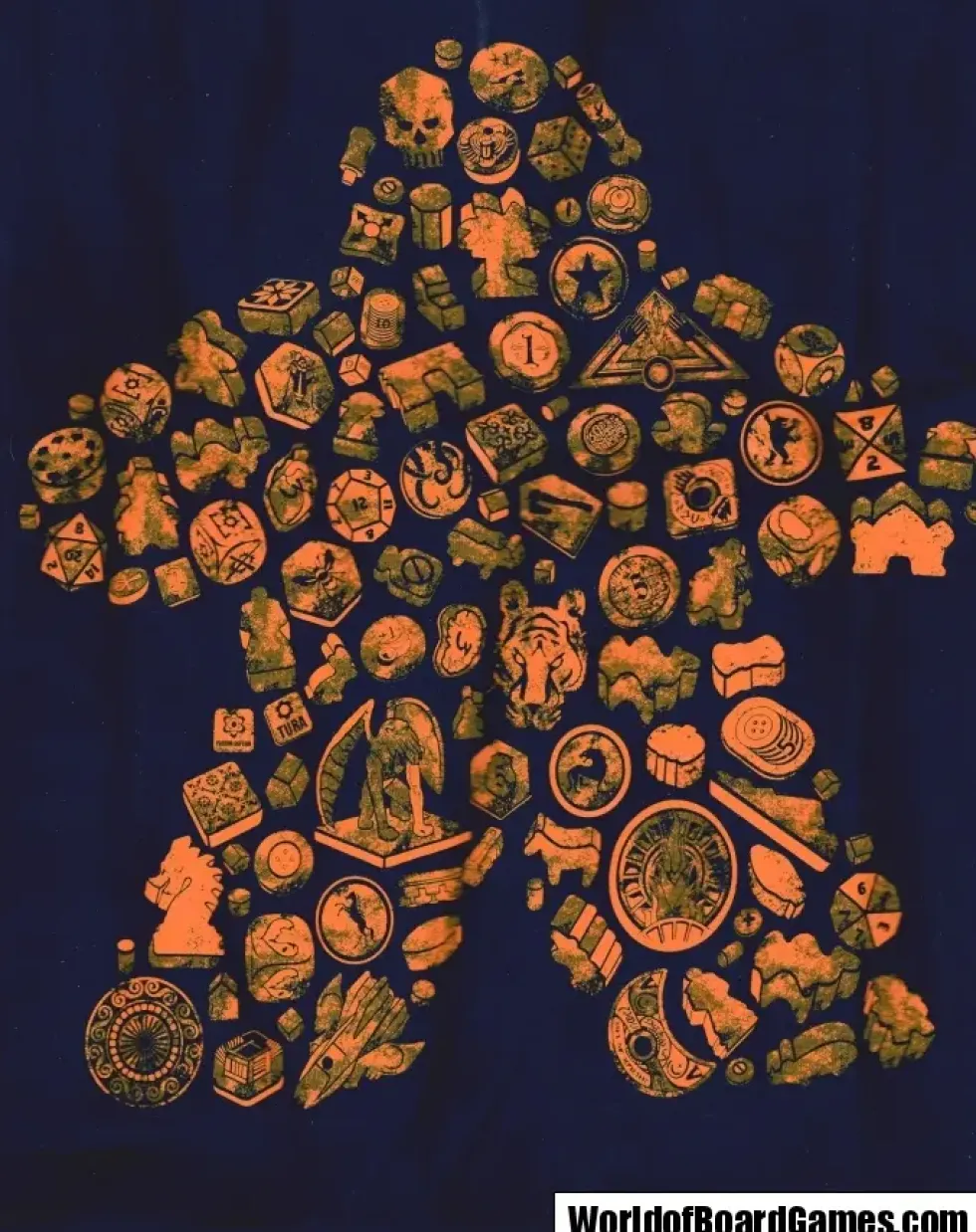 T-shirt: Mr. Meeple - Elements, Orange Meeple (Navy) - Woman's 2X-Large