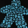 T-shirt: Mr. Meeple - Elements, Turquoise Meeple (Black) - 5X-Large