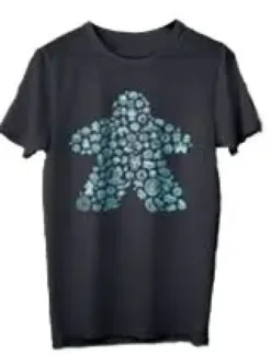T-shirt: Mr. Meeple - Elements, Turquoise Meeple (Grey) - 4X-Large