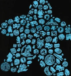 T-shirt: Mr. Meeple - Elements, Turquoise Meeple (Black) - Small