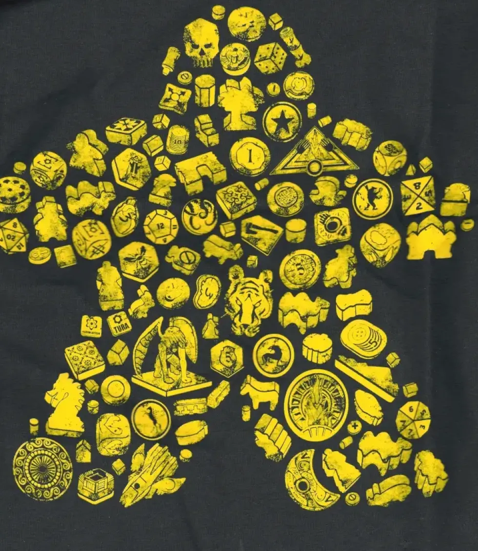 T-shirt: Mr. Meeple - Elements, Yellow Meeple (Grey) - Small
