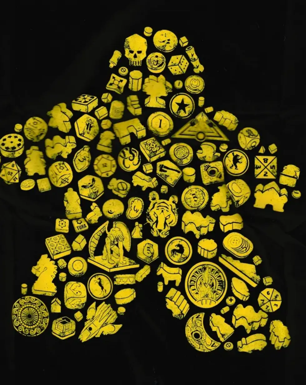 T-shirt: Mr. Meeple - Elements, Yellow Meeple (Black) - Woman's 2X-Large
