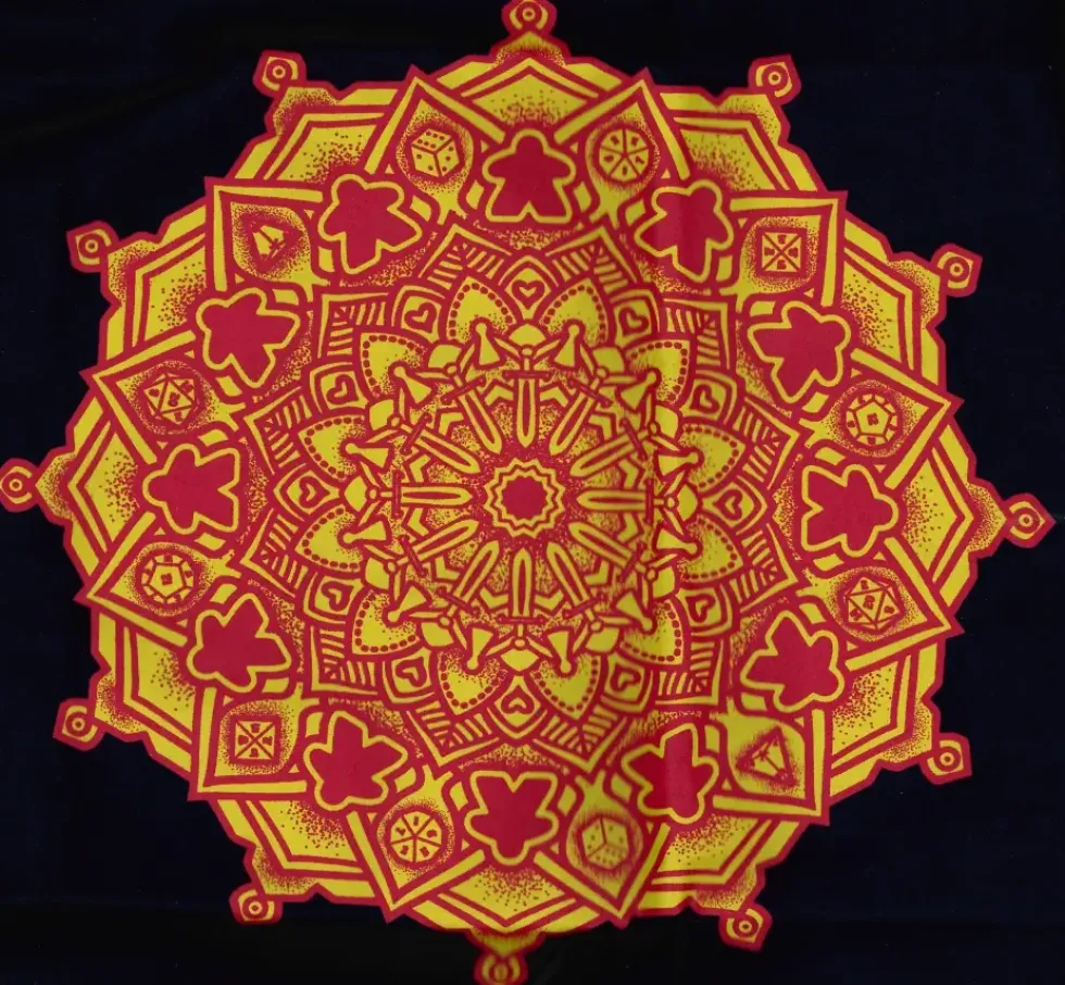 T-shirt: Mr. Meeple - Mandala (Black) - Small
