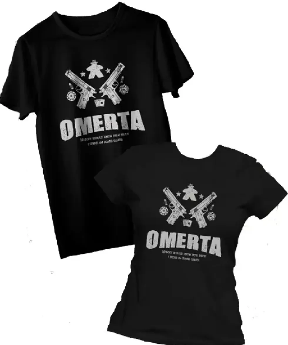 T-shirt: Mr. Meeple - Omerta (Black) - Small