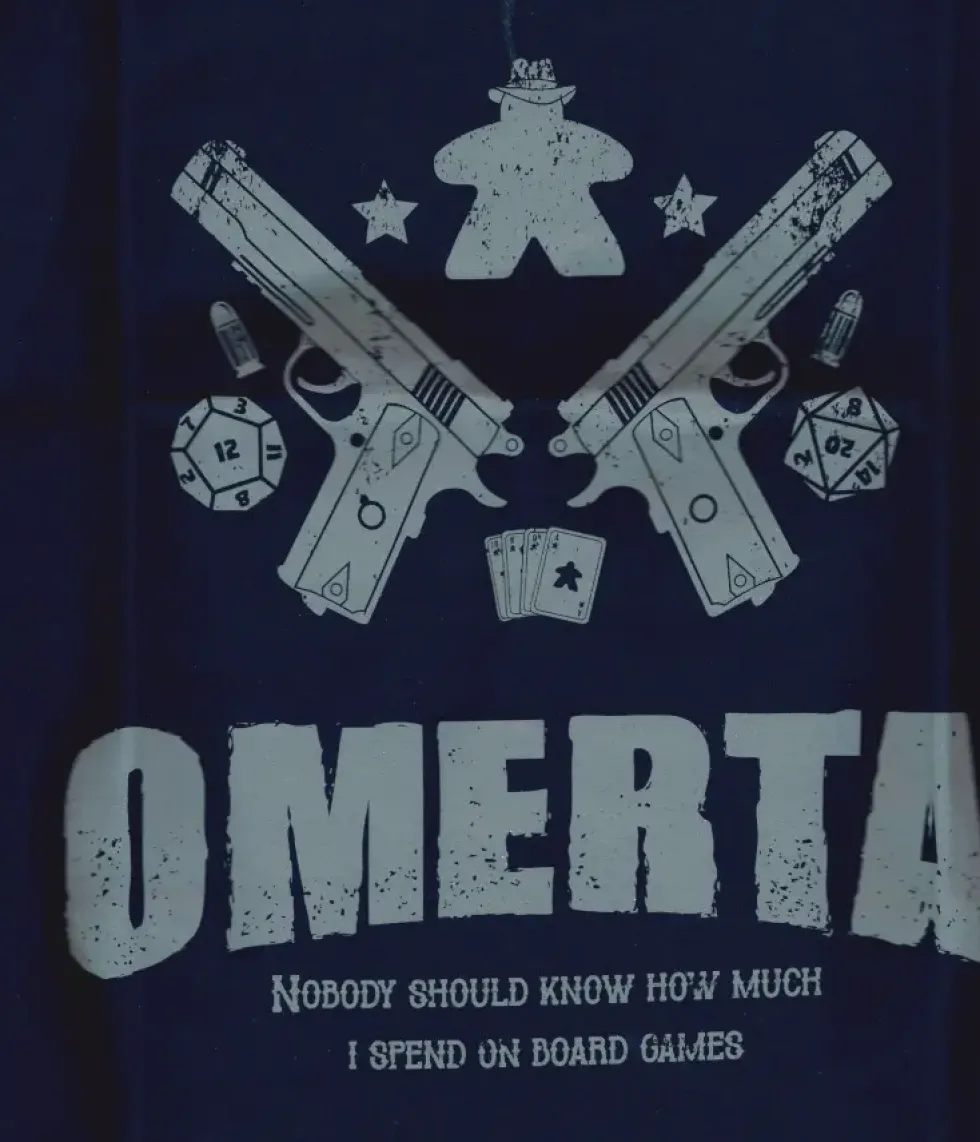 T-shirt: Mr. Meeple - Omerta (Dark Blue) - Small