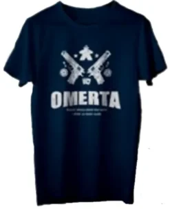 T-shirt: Mr. Meeple - Omerta (Dark Blue) - Small