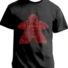T-shirt: Mr. Meeple - Red Meeple Wordle, Version 3: Scythe (Black) - Small