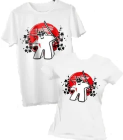 T-shirt: Mr. Meeple - Samurai Meeple (White) - Small