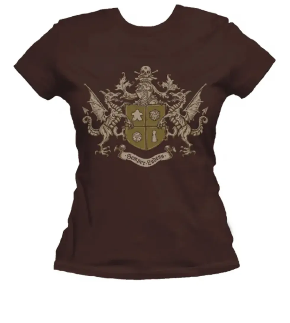 T-shirt: Mr. Meeple - Semper Ludens (Brown) - Woman's Medium