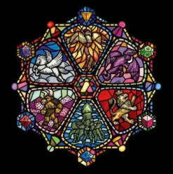 T-shirt: Mr. Meeple - Stained Glass (Black) - 4X-Large