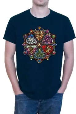 T-shirt: Mr. Meeple - Stained Glass (Navy) - 4X-Large