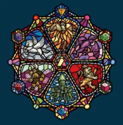 T-shirt: Mr. Meeple - Stained Glass (Navy) - 5X-Large