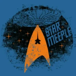 T-shirt: Mr. Meeple - Star Trek Meeple (Denim Blue) - Woman's Medium