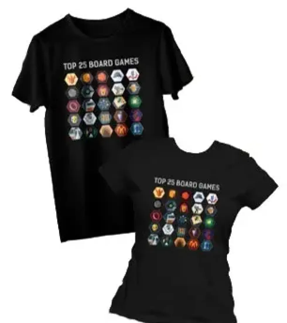 T-shirt: Mr. Meeple - Top 25 Board Games (Black) - Woman's X-Large