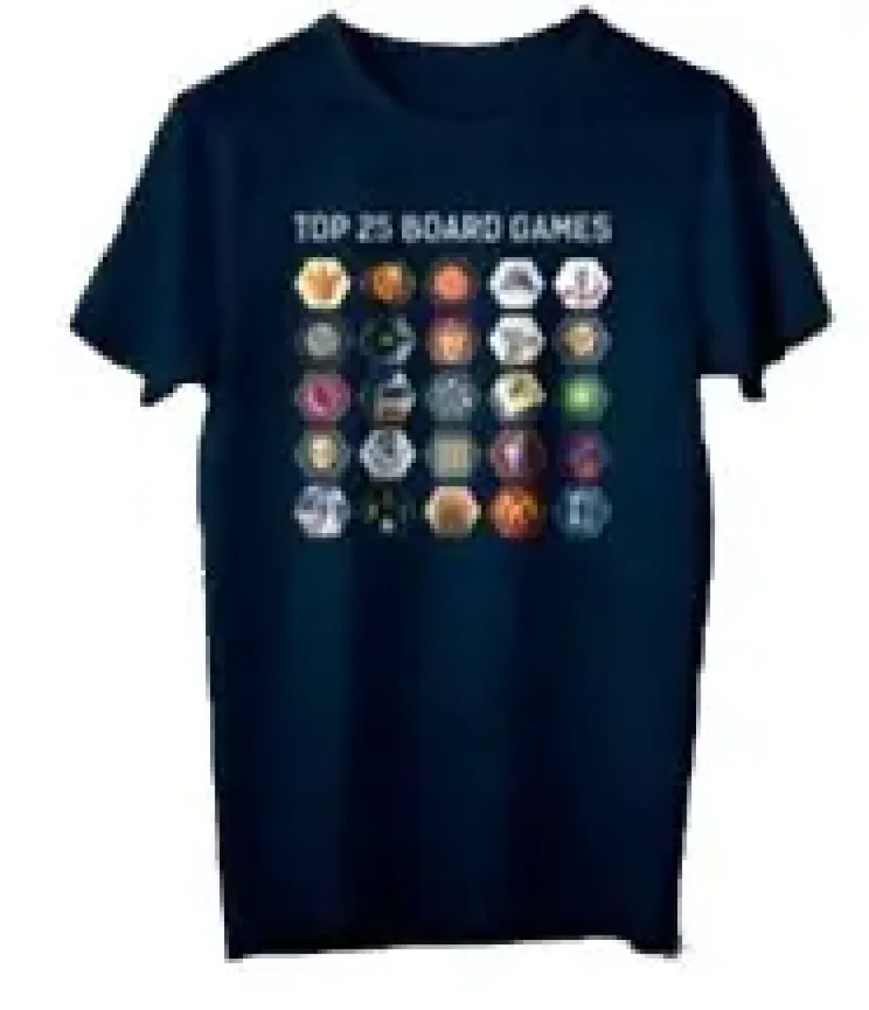 T-shirt: Mr. Meeple - Top 25 Board Games (Navy) - Woman's Large