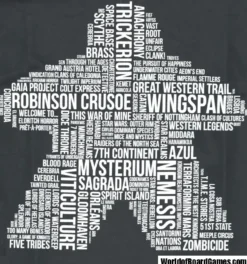 T-shirt: Mr. Meeple - White Meeple Wordle, Version 2: Trickerion (Grey) - 5X-Large