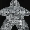 T-shirt: Mr. Meeple - White Meeple Wordle, Version 2: Trickerion (Black) - Small