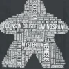 T-shirt: Mr. Meeple - White Meeple Wordle, Version 2: Trickerion (Grey) - X-Large