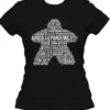 T-shirt: Mr. Meeple - White Meeple Wordle, Version 3: Scythe (Black) - Woman's X-Large