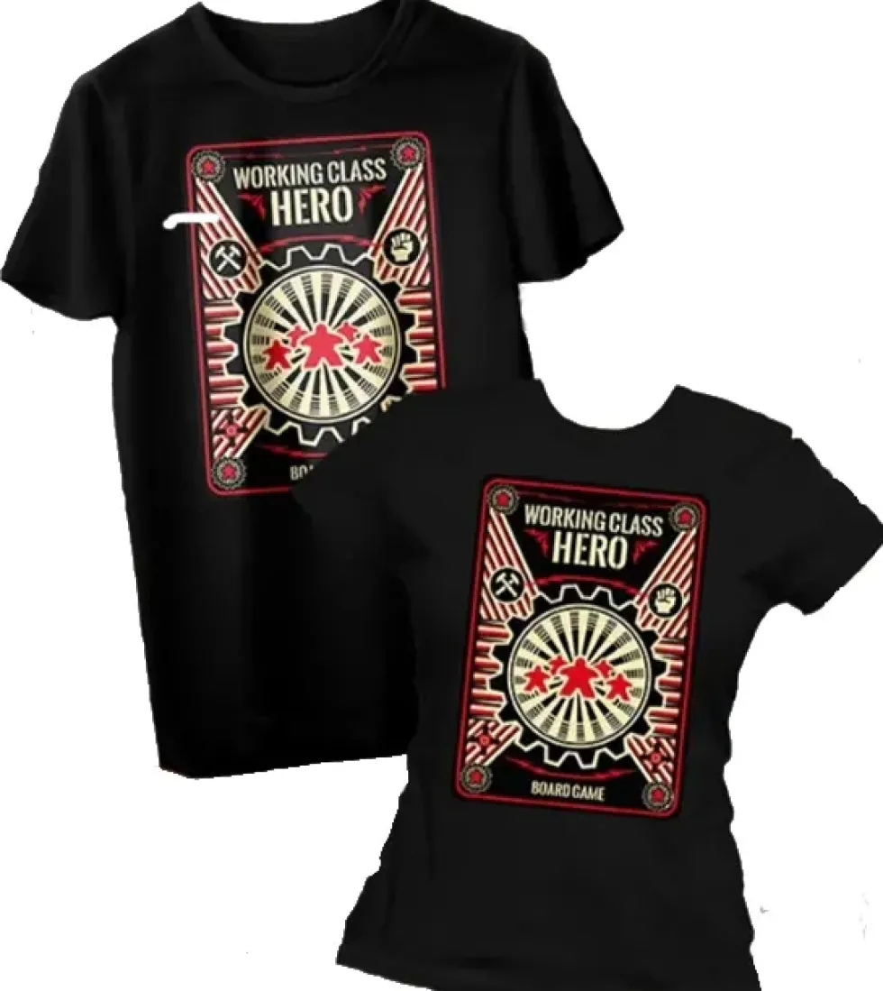 T-shirt: Mr. Meeple - Working Class Hero Meeple (Black) - Woman's Small