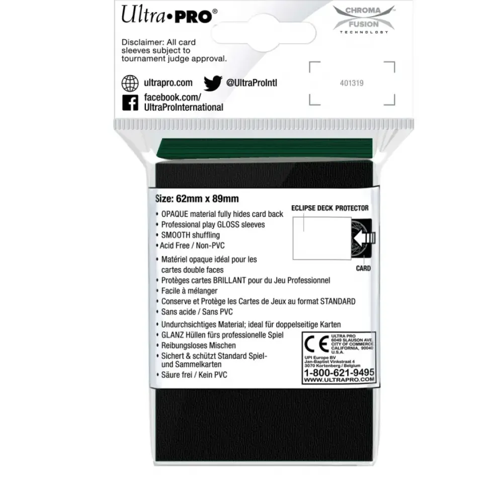 Ultra Pro: Eclipse Gloss Small Sleeves: Forest Green (62 x 89 mm) - 60 st