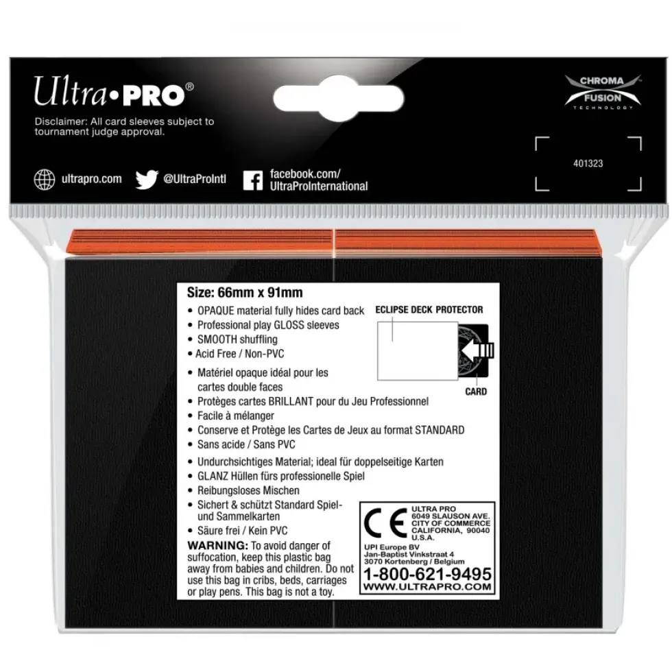 Ultra Pro: Eclipse Gloss Standard Sleeves: Pumpkin Orange (66 x 91 mm) - 100 st