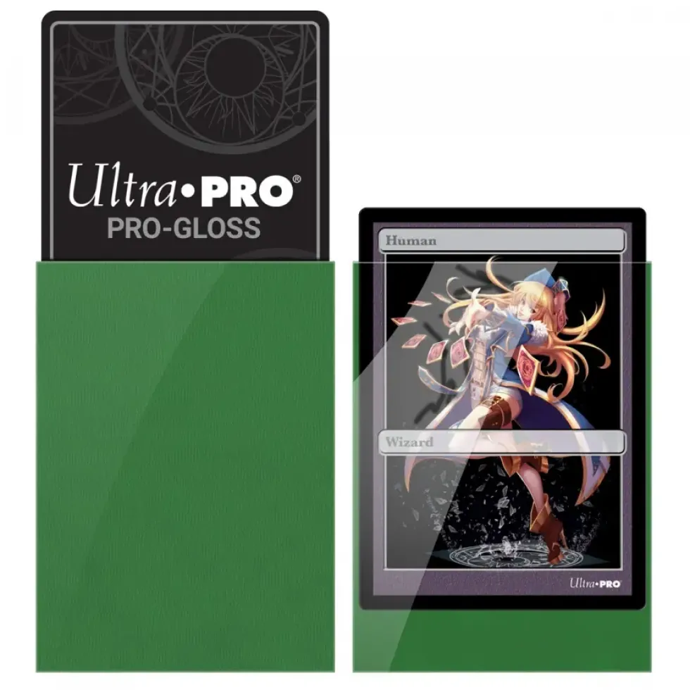 Ultra Pro: PRO-Gloss 60ct Small Deck Protector sleeves: Green (62 x 89 mm)