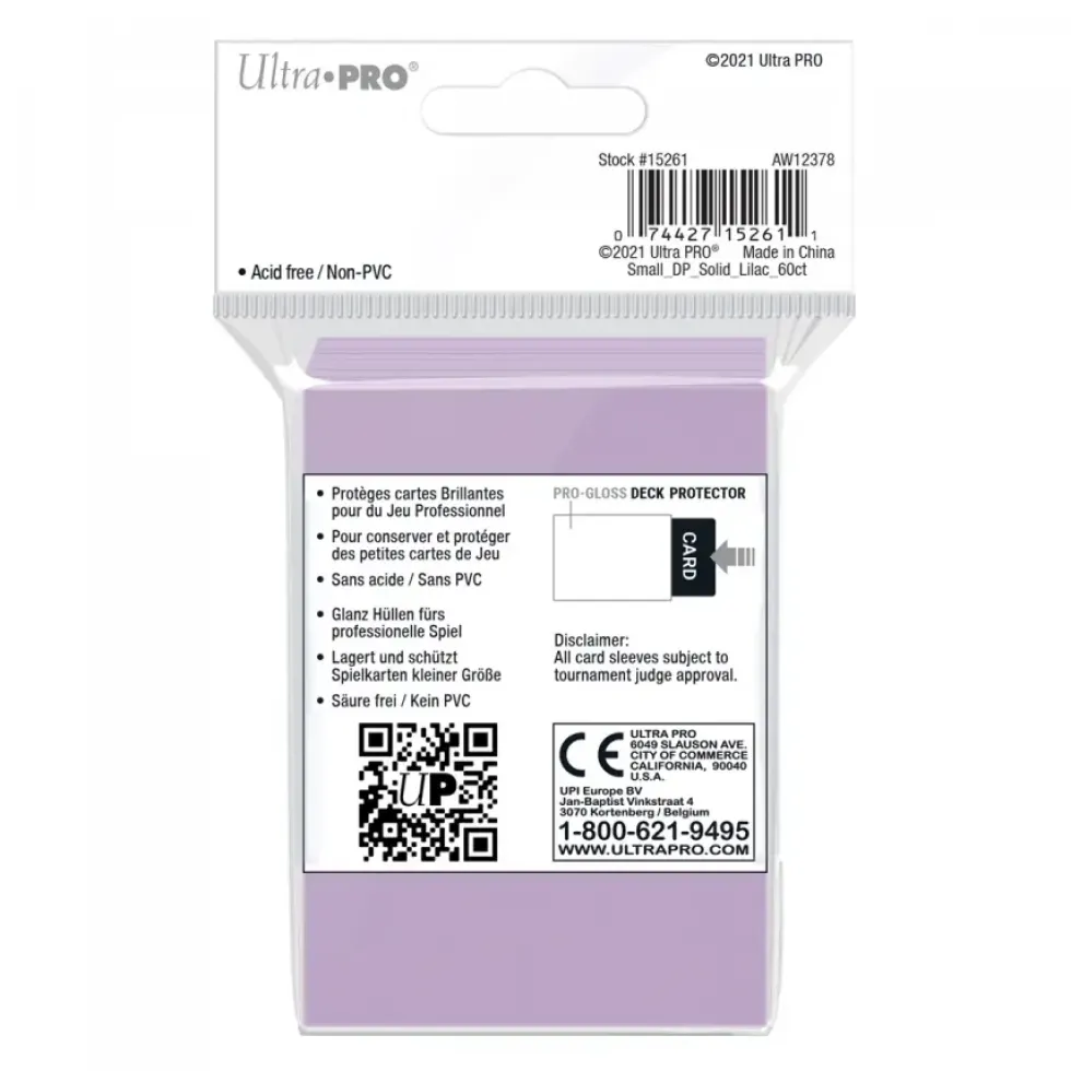 Ultra Pro: PRO-Gloss 60ct Small Deck Protector sleeves: Lilac (62 x 89 mm)
