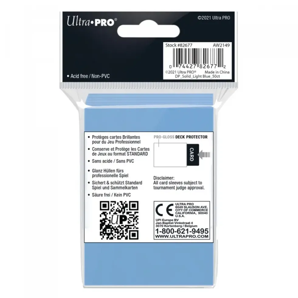 Ultra Pro: PRO-Gloss 50ct Standard Deck Protector sleeves: Light Blue (66 x 91 mm)
