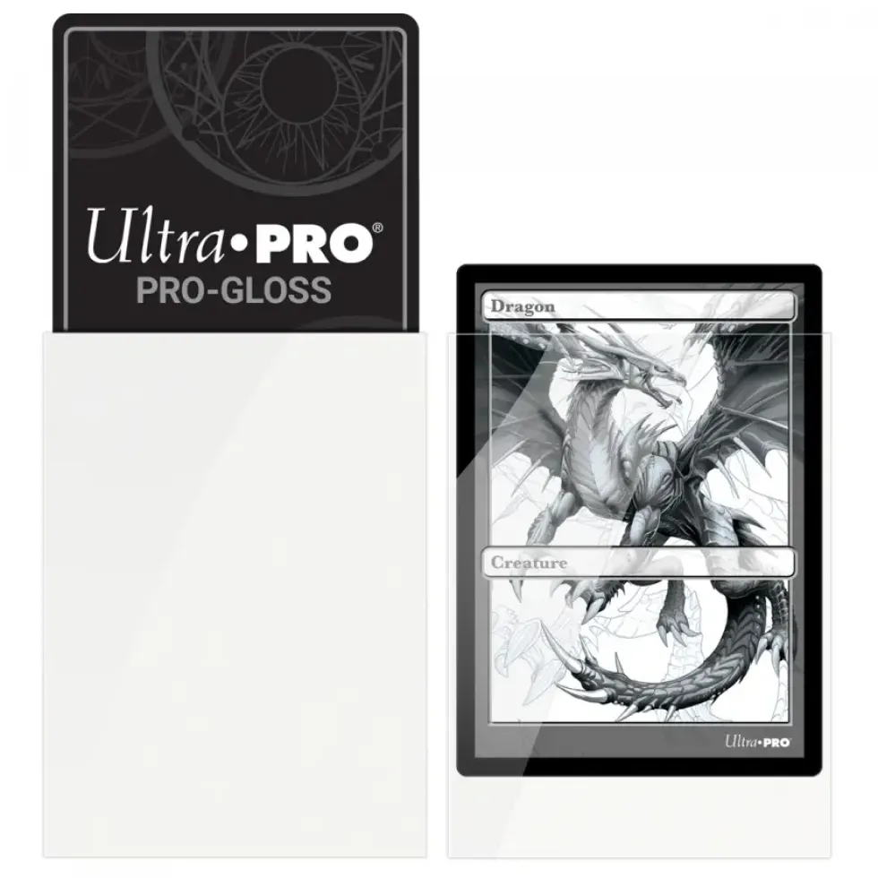 Ultra Pro: PRO-Gloss 100ct Standard Deck Protector sleeves: White (66 x 91 mm)