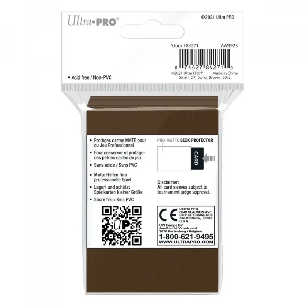 Ultra Pro: PRO-Matte 60ct Small Deck Protector sleeves: Brown (62 x 89 mm)