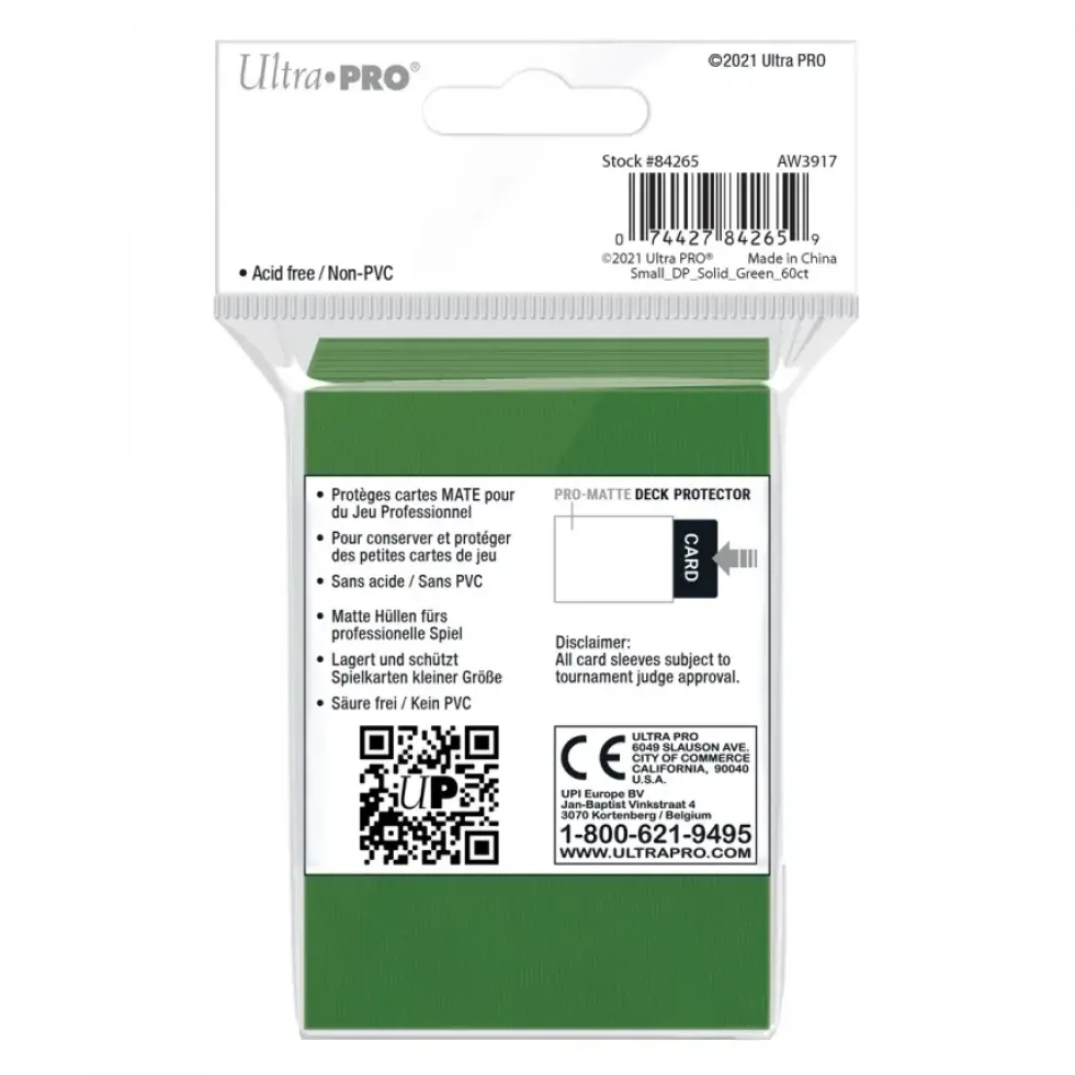 Ultra Pro: PRO-Matte 60ct Small Deck Protector sleeves: Green (62 x 89 mm)