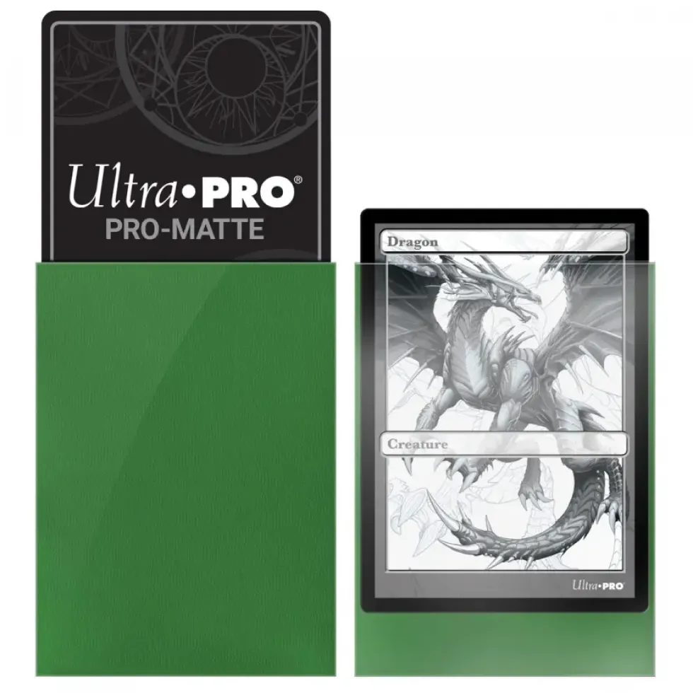 Ultra Pro: PRO-Matte 100ct Standard Deck Protector sleeves: Green (66 x 91 mm)