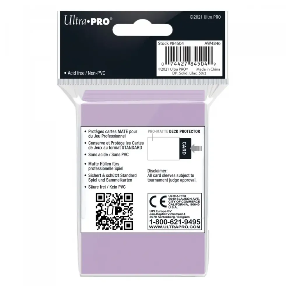 Ultra Pro: PRO-Matte 50ct Standard Deck Protector sleeves: Lilac (66 x 91 mm)