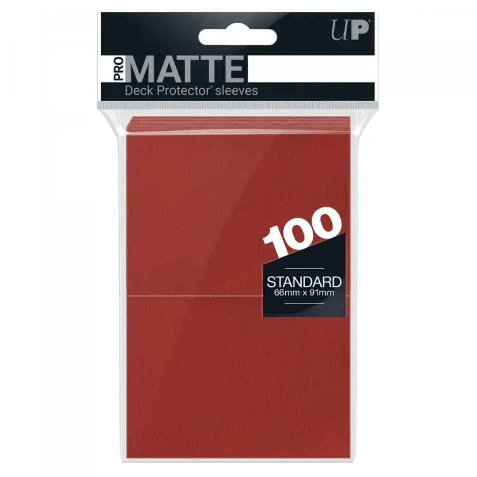 Ultra Pro: PRO-Matte 100ct Standard Deck Protector sleeves: Red (66 x 91 mm)