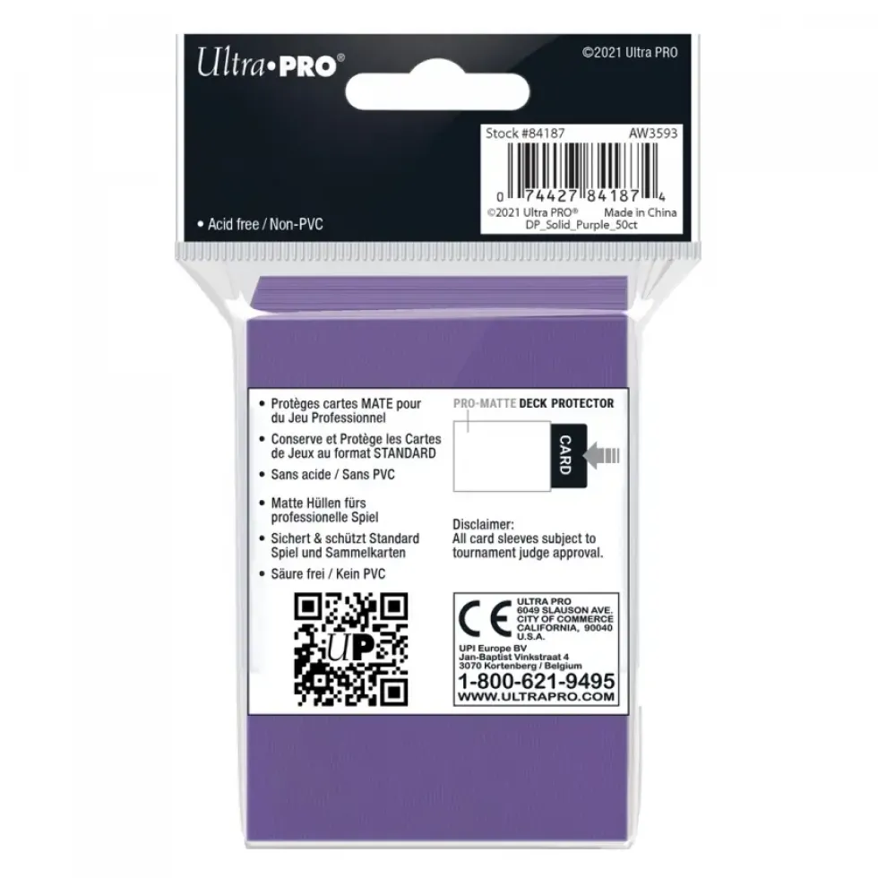 Ultra Pro: PRO-Matte 50ct Standard Deck Protector sleeves: Purple (66 x 91 mm)