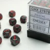Velvet - Black/Red - d6, 36 st (12 mm, prickar)