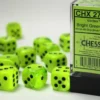 Vortex: Bright Green/Black - d6, 12st (16mm, prickar)